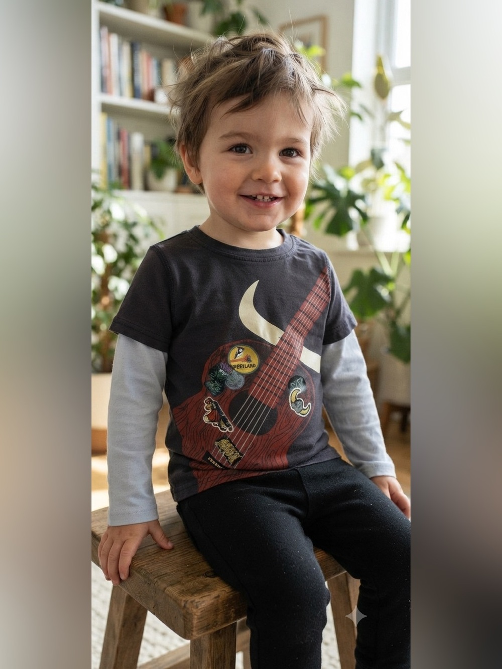 Tea Kids Scotland Shetland Music Festival Guitar Graphic Shirt - Size Small